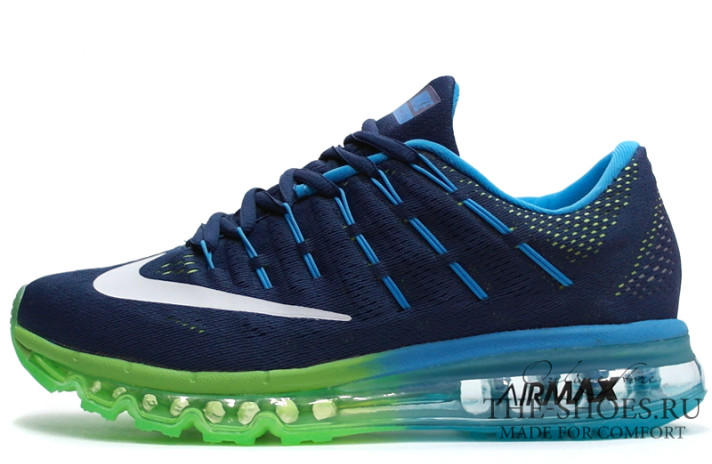 Кроссовки Nike Air Max 2016 Electric Green Gamma Blue Black  синие