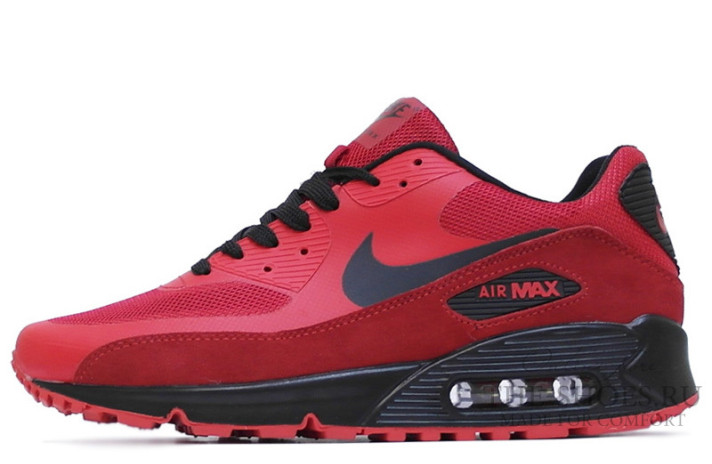 Кроссовки Nike Air Max 90 Hyperfuse (HYP) Premium Red Black  красные