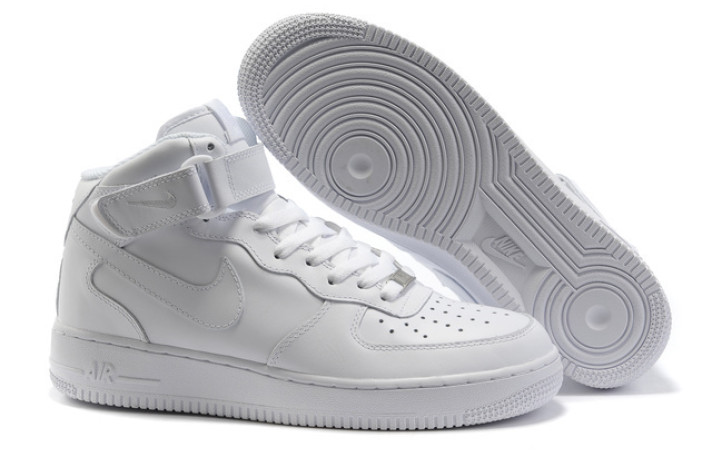 Кроссовки Nike Air Force 1 Mid Pure White Leather CW2289-111 белые, кожаные, фото 8