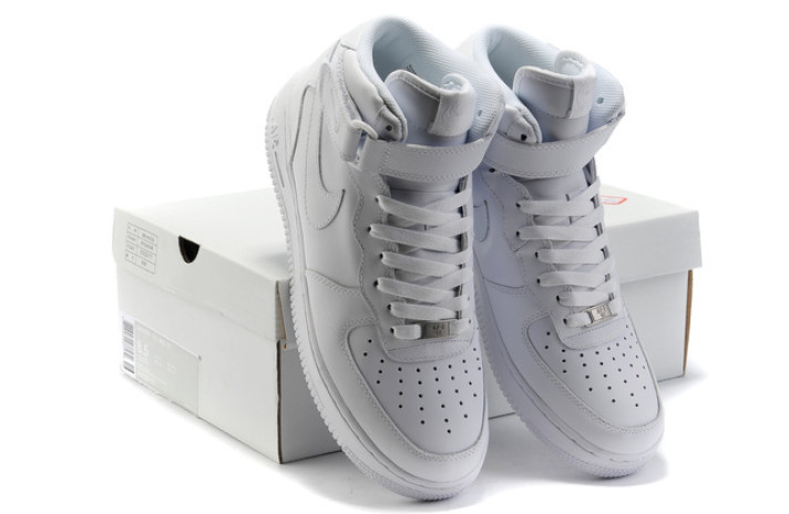 Кроссовки Nike Air Force 1 Mid Pure White Leather CW2289-111 белые, кожаные, фото 7