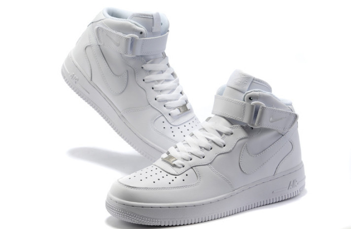 Кроссовки Nike Air Force 1 Mid Pure White Leather CW2289-111 белые, кожаные, фото 4