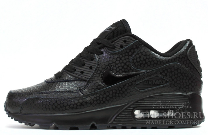 Кроссовки Nike Air Max 90 Leather Black Pearl  черные, кожаные