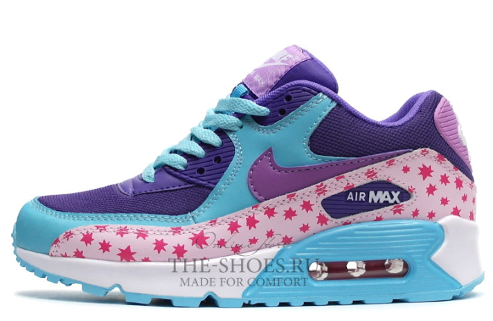 Кроссовки Nike Air Max 90 Essential Star Purple Blue  голубые, разноцветные