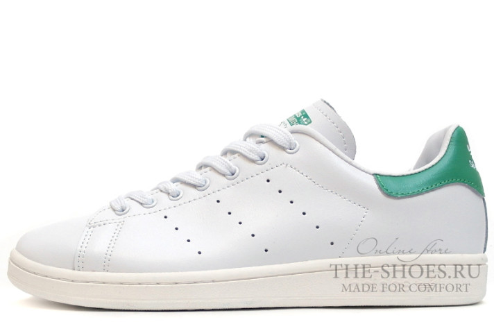Кроссовки Adidas Stan Smith White Green Leather FX7482 белые, кожаные