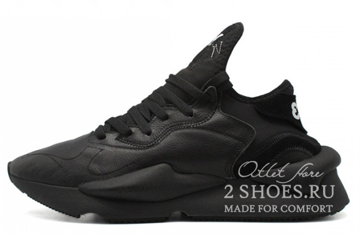 Кроссовки Adidas Y-3 Kaiwa Chunky Black Triple  черные, кожаные