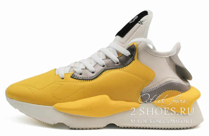 Кроссовки Adidas Y-3 Kaiwa Chunky Yellow White  желтые, кожаные
