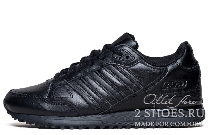 Кроссовки Adidas ZX 750 Black Leather  черные, кожаные