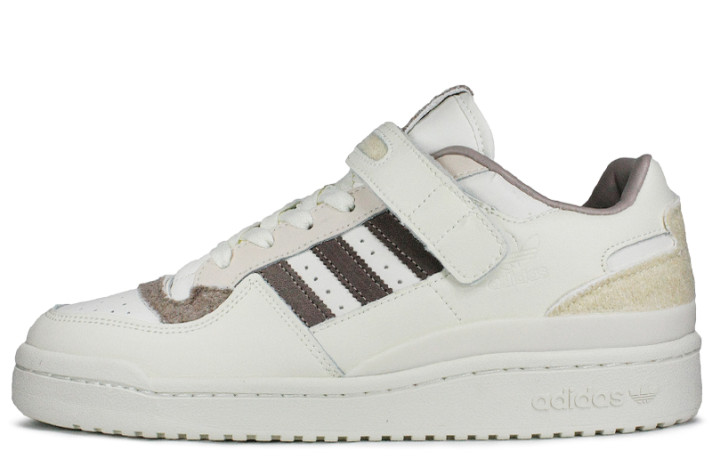 Кроссовки Adidas Forum 84 Low White Cream Brown  белые, кожаные, фото 1