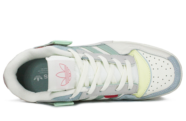 Кроссовки Adidas Forum Exhibit Low White Pink Blue GX4587 белые, кожаные, фото 3