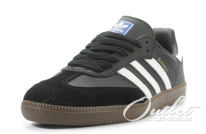 Кроссовки Adidas Samba OG Black White Gum B75807 черные, кожаные, фото 1
