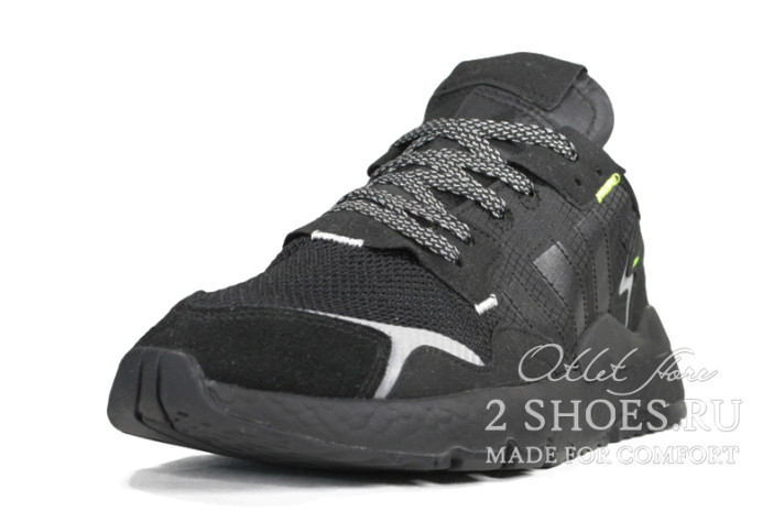 Кроссовки Adidas Nite Jogger 3M Core Black Green EE5884 черные, фото 1