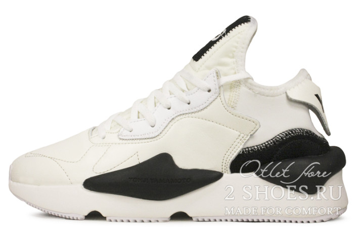 Кроссовки Adidas Y-3 Kaiwa Chunky White Black  белые, кожаные