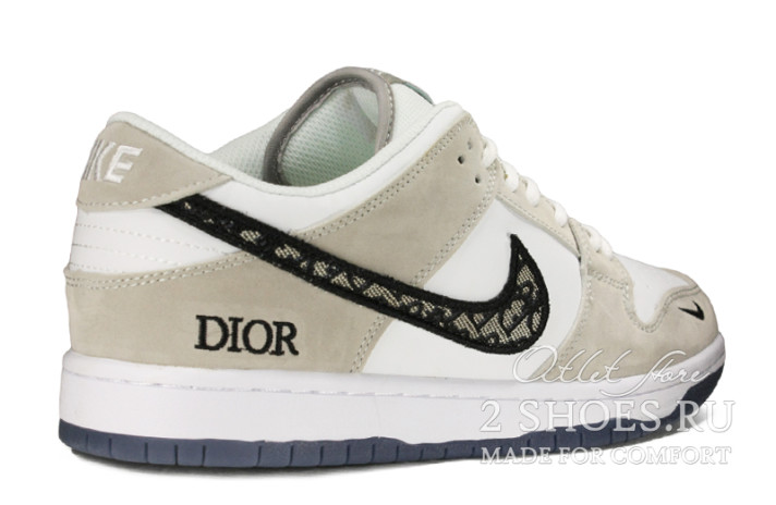 Кроссовки Nike Dunk SB Low Dior Grey White  белые, серые, фото 2