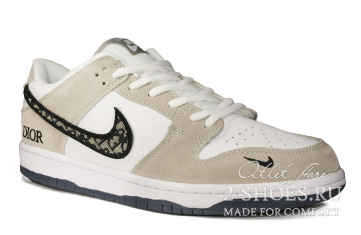 Кроссовки Nike Dunk SB Low Dior Grey White  белые, серые, фото 1