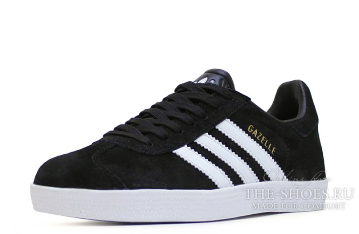 Кроссовки Adidas Gazelle Black White  черные, фото 1