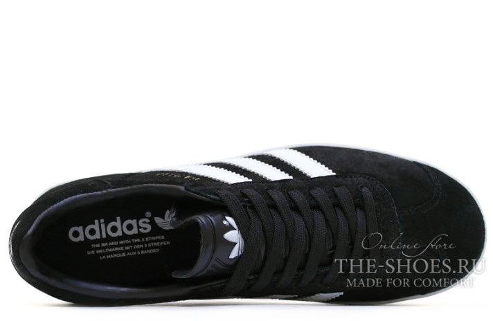 Кроссовки Adidas Gazelle Black White  черные, фото 3