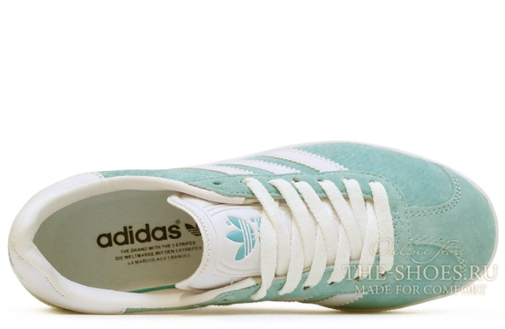 Кроссовки Adidas Gazelle Legend Green Mint White  бирюзово-мятные, фото 3
