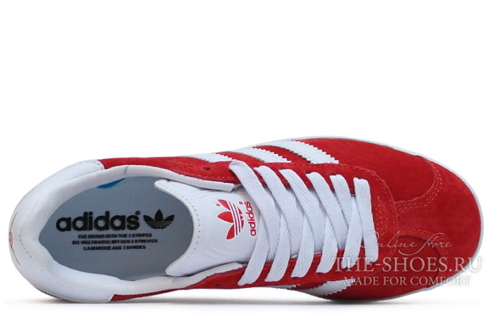 Кроссовки Adidas Gazelle Red White  красные, фото 3