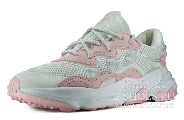 Кроссовки Adidas Ozweego White Pink  белые, фото 1