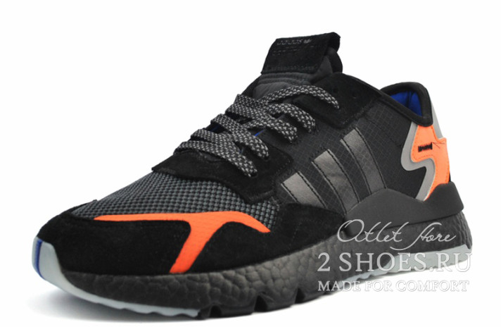 Кроссовки Adidas Nite Jogger core black carbon orange CG7088 черные, фото 1