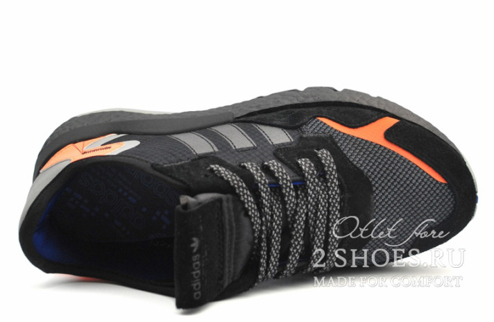 Кроссовки Adidas Nite Jogger core black carbon orange CG7088 черные, фото 2