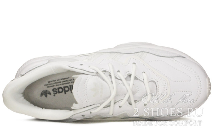 Кроссовки Adidas Ozweego Cloud White EE5704 белые, кожаные, фото 3