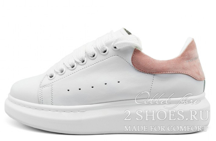 Кроссовки Alexander McQueen White Pink 553770WHGP7 белые, кожаные