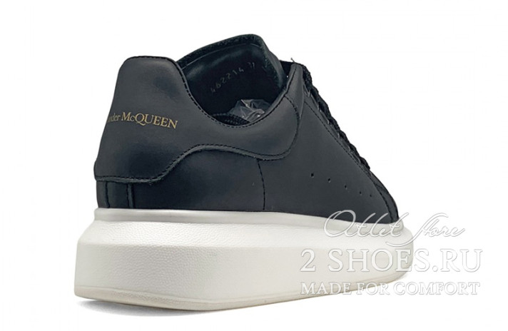 Кроссовки Alexander McQueen Black White 553680WHGP51000 черные, кожаные, фото 2