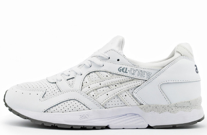 Кроссовки Asics Gel Lyte 5 White perforation Leather белые, кожаные Кроссовки Asics Gel Lyte 5 White perforation Leather белые, кожаные