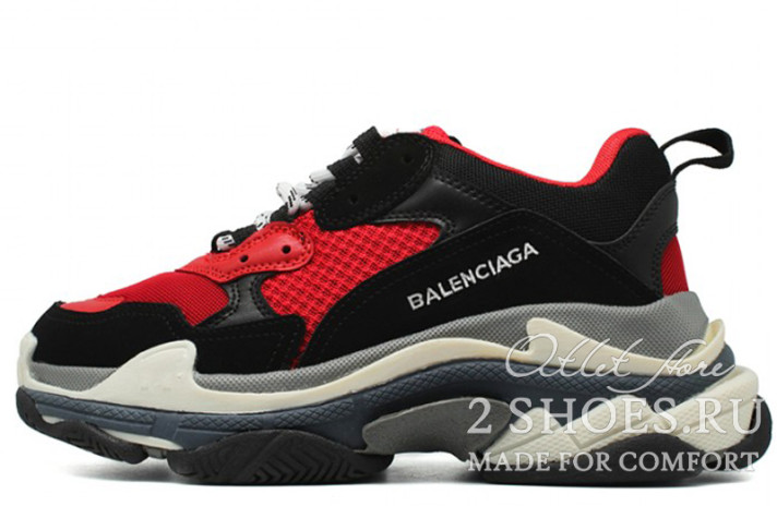 Кроссовки Balenciaga Triple S Black Red  черные, красные