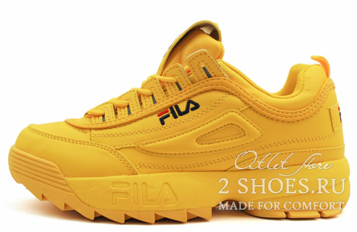 Кроссовки Fila Disruptor 2 Sun Yellow  желтые, кожаные, фото 1