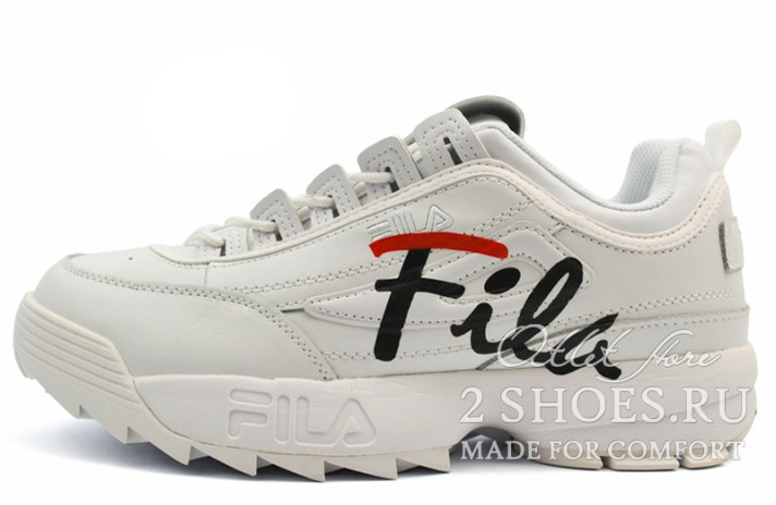 Кроссовки Fila Disruptor 2 White Logo   белые, кожаные