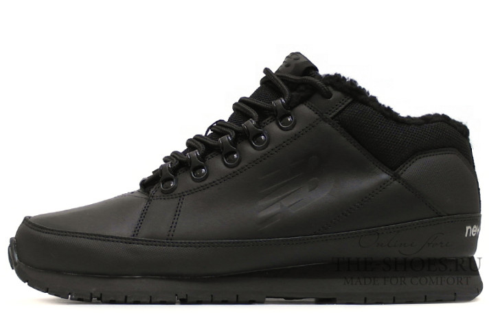 Ботинки New Balance 754 Fur Leather Black  черные, кожаные