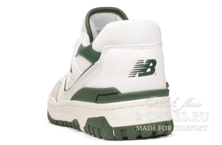 Кроссовки New Balance 550 White Green BB550WT1 белые, кожаные, фото 2