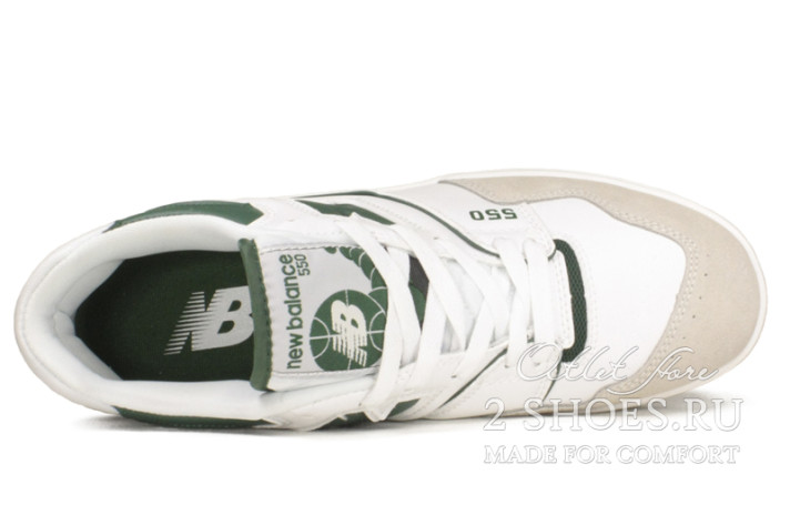 Кроссовки New Balance 550 White Green BB550WT1 белые, кожаные, фото 3