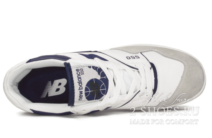 Кроссовки New Balance 550 White Navy Blue BB550WA1 белые, кожаные, фото 3