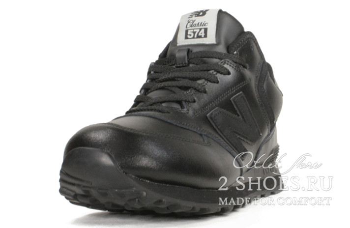 Кроссовки New Balance 574 Mid Winter Black Leather  черные, кожаные, фото 1