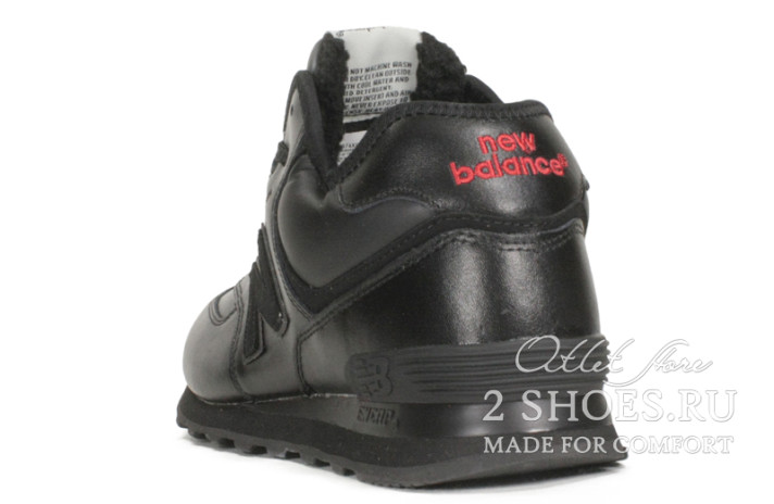 Кроссовки New Balance 574 Mid Winter Black Leather  черные, кожаные, фото 2