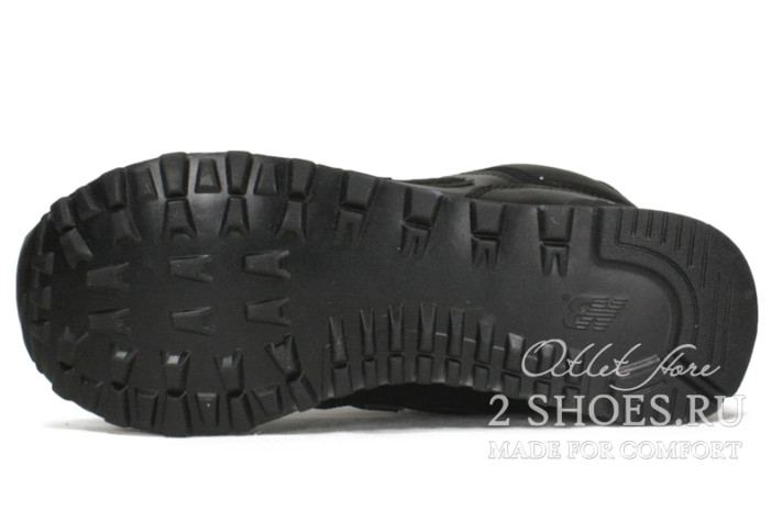 Кроссовки New Balance 574 Mid Winter Black Leather  черные, кожаные, фото 4