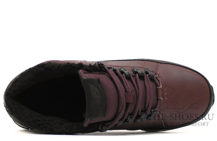 Ботинки New Balance HL754BBD Fur Leather Vinous  бордовые, кожаные, фото 3
