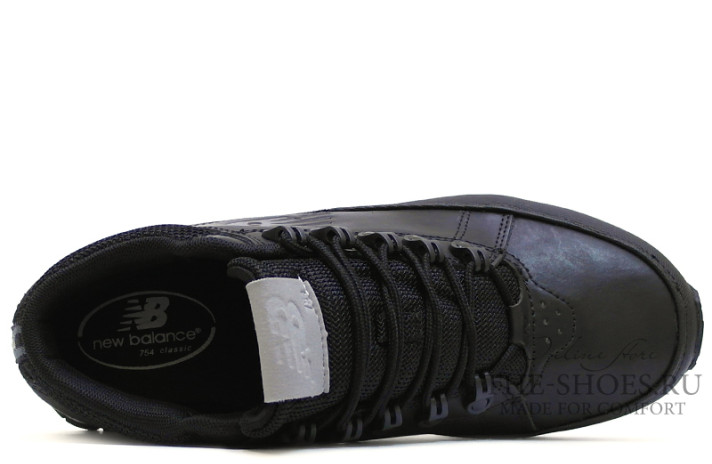 Ботинки New Balance 754 leather black bandit  черные, кожаные, фото 3