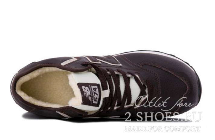 Кроссовки New Balance 574 Mid Winter Leather Brown  коричневые, кожаные, фото 3