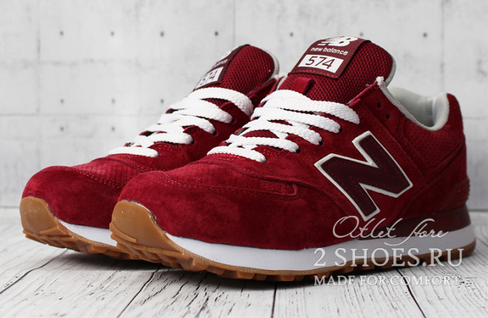 Кроссовки New Balance 574 Red Maroon бордовые, фото 1 Кроссовки New Balance 574 Red Maroon бордовые, фото 1