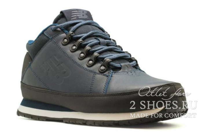 Ботинки New Balance 754 leather Blue Dark  синие, кожаные, фото 1
