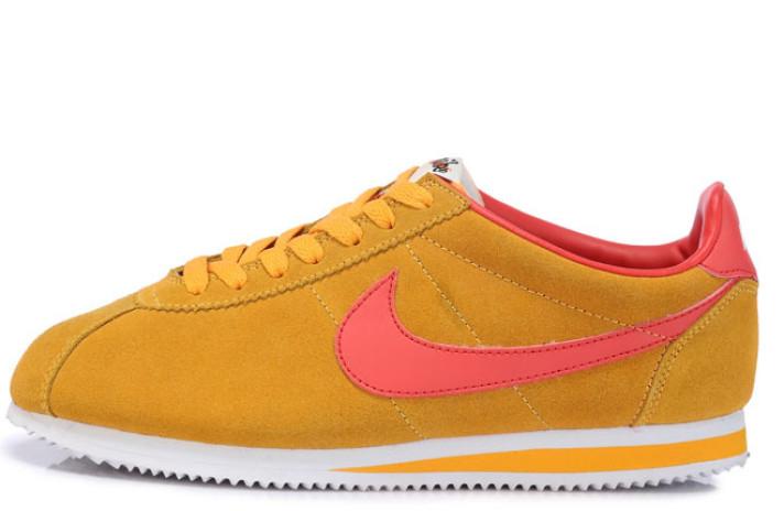 Кроссовки Nike Cortez Yellow Suede Pink  желтые, замшевые