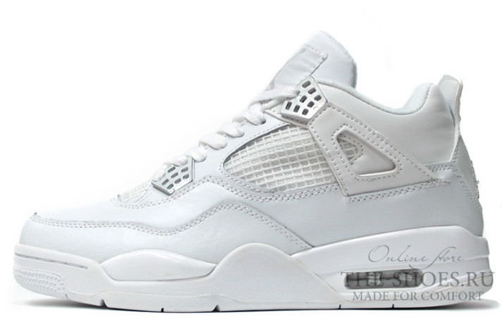 Кроссовки Nike Air Jordan 4 (IV) White GS 25th Anniversary 408202-101 белые, кожаные