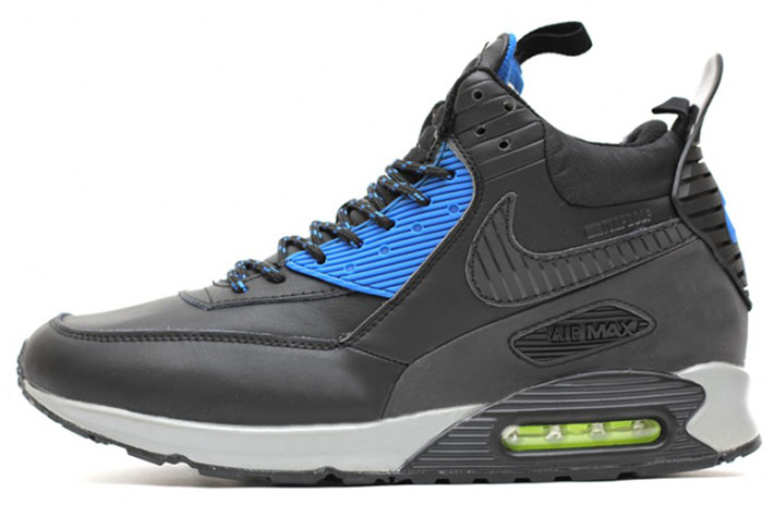 Кроссовки Nike Air Max 90 Sneakerboot Black Blue Leather  черные, кожаные