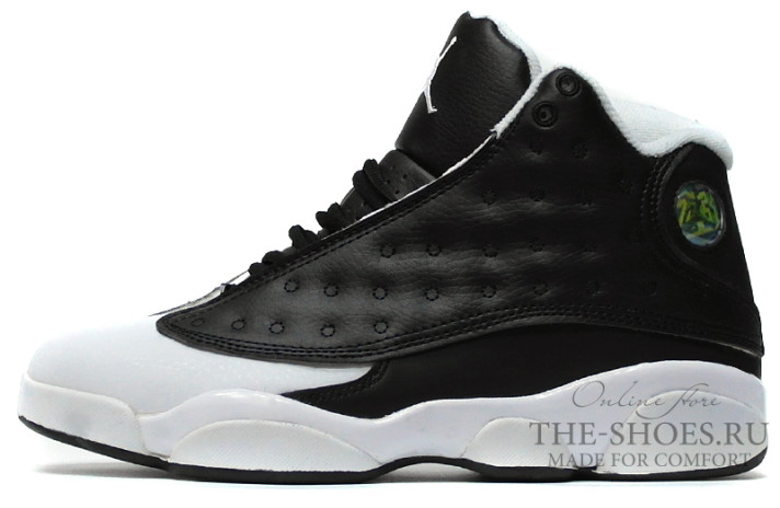 Кроссовки Nike Air Jordan 13 (XIII) Oreo Custom Black  черные, кожаные