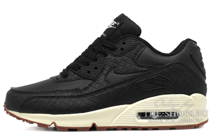 Кроссовки Nike Air Max 90 Black Glaze Leather  черные, кожаные