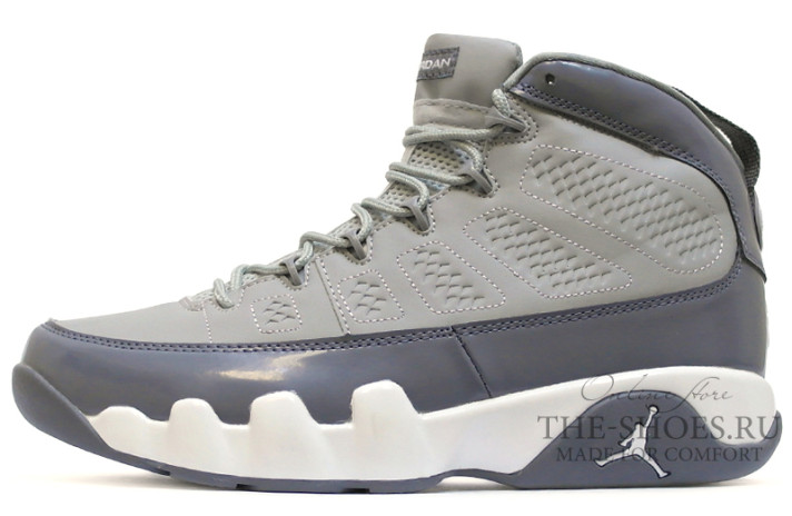 Кроссовки Nike Air Jordan 9 (IX) Cool Grey  серые, кожаные